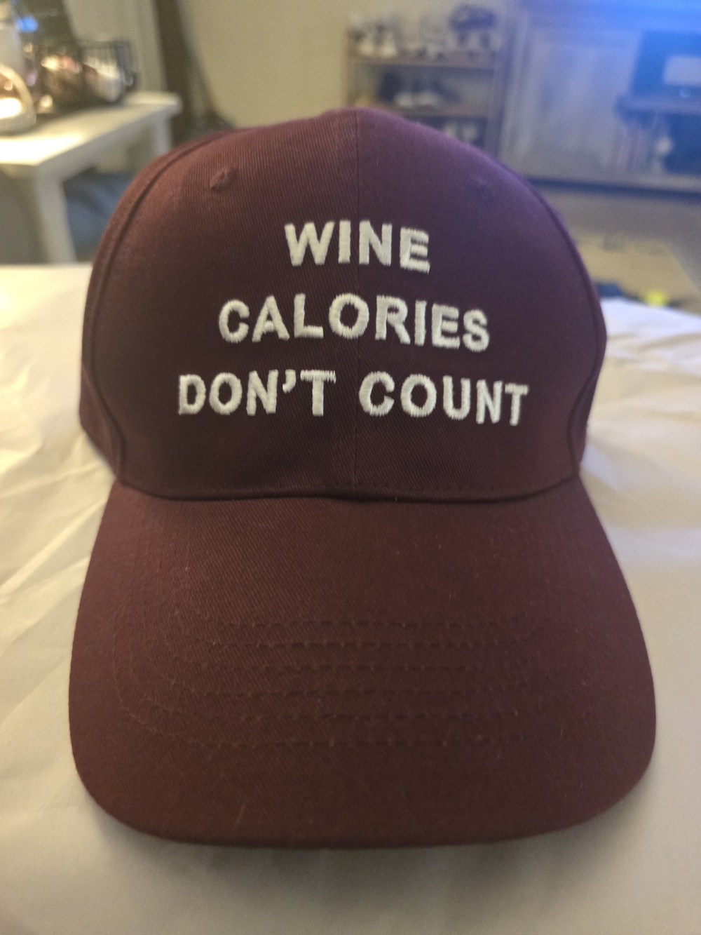 "Wine Calories Don't Count" Maroon Baseball Hat